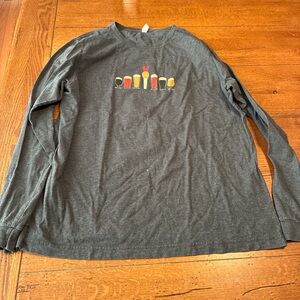 Victory Brewing Gray Long Sleeve Shirt with Drink Embroidery